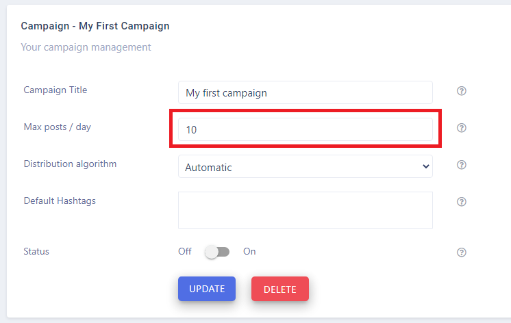 Maximal number of posts per day