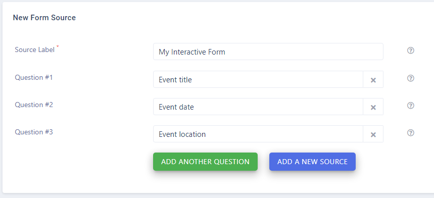 Interactive form for event scheduling